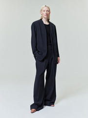 Womens Superfine Wool Twill Wide Leg Pants