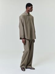 Wool Poplin Casual Flat Front Pants