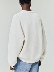 Double Knit Linen Wool Cotton Crewneck Sweater