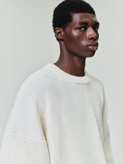 Double Knit Linen Wool Cotton Crewneck Sweater