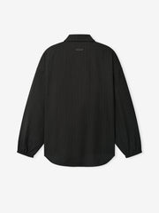 Black Striped Wool Elastic Cuff Shirt