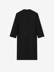 Double Weave Wool Double Breasted Lapelless Coat