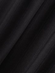 Black Striped Wool Wide Leg Drawstring Pants