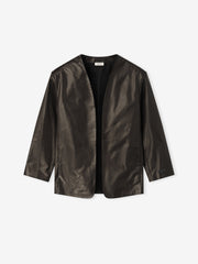 Womens Leather Collarless Jacket