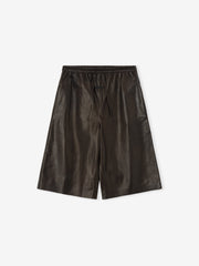 Womens Leather Drawstring Shorts
