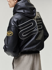 Vanson Essentials Leather Hooded Bomber