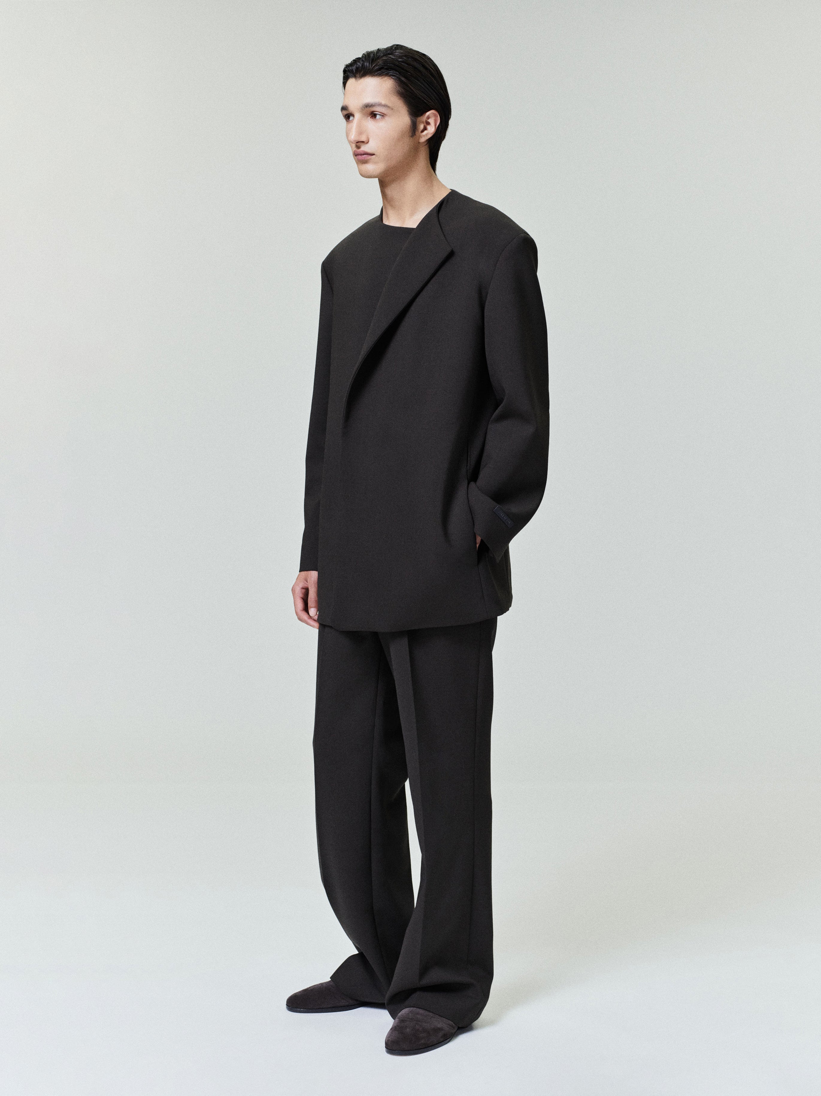 Double Weave Wool Crewneck Jacket