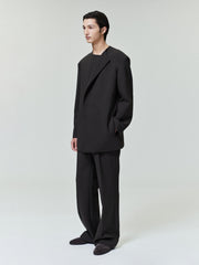 Double Weave Wool Crewneck Jacket