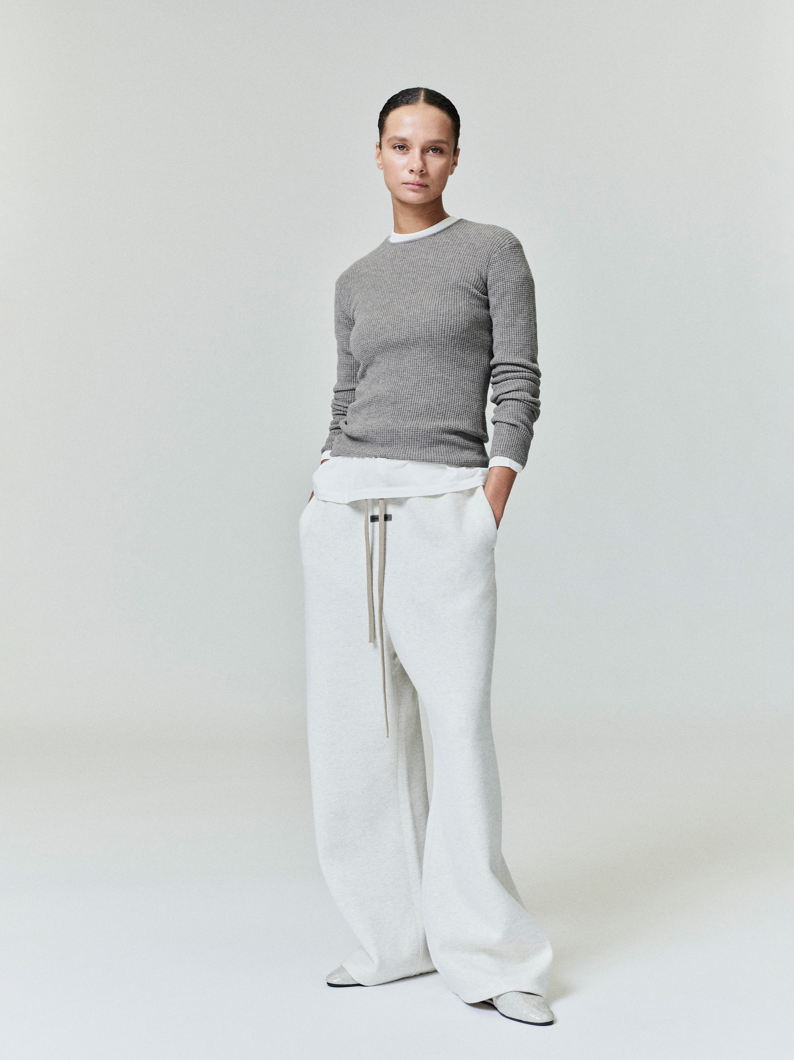 Womens Waffle Knit Long Sleeve Top