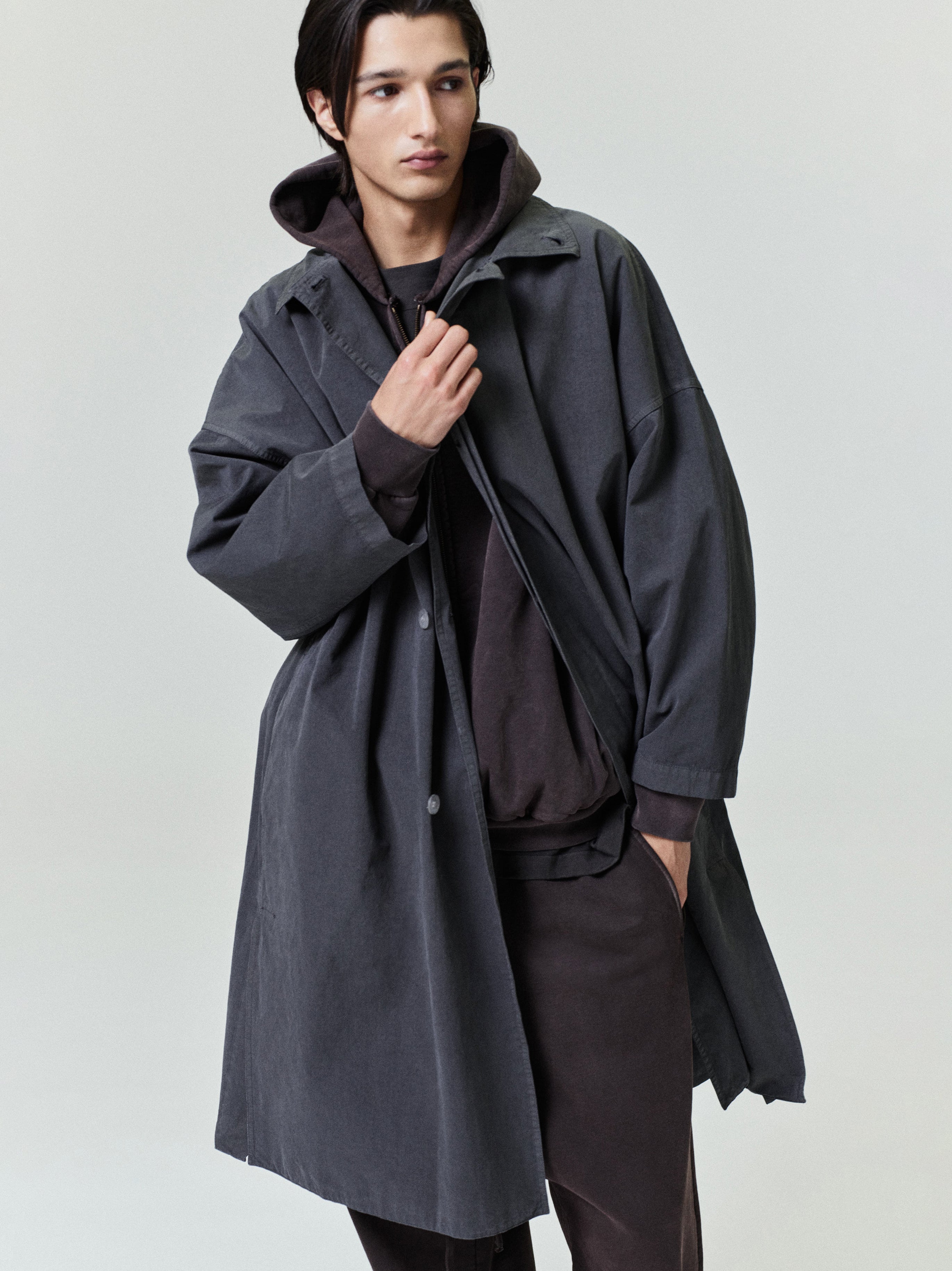 Garment-Dyed Cropped Sleeve Car Coat