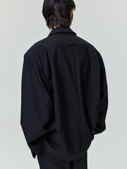 Wool Ripstop Relaxed Long Jacket