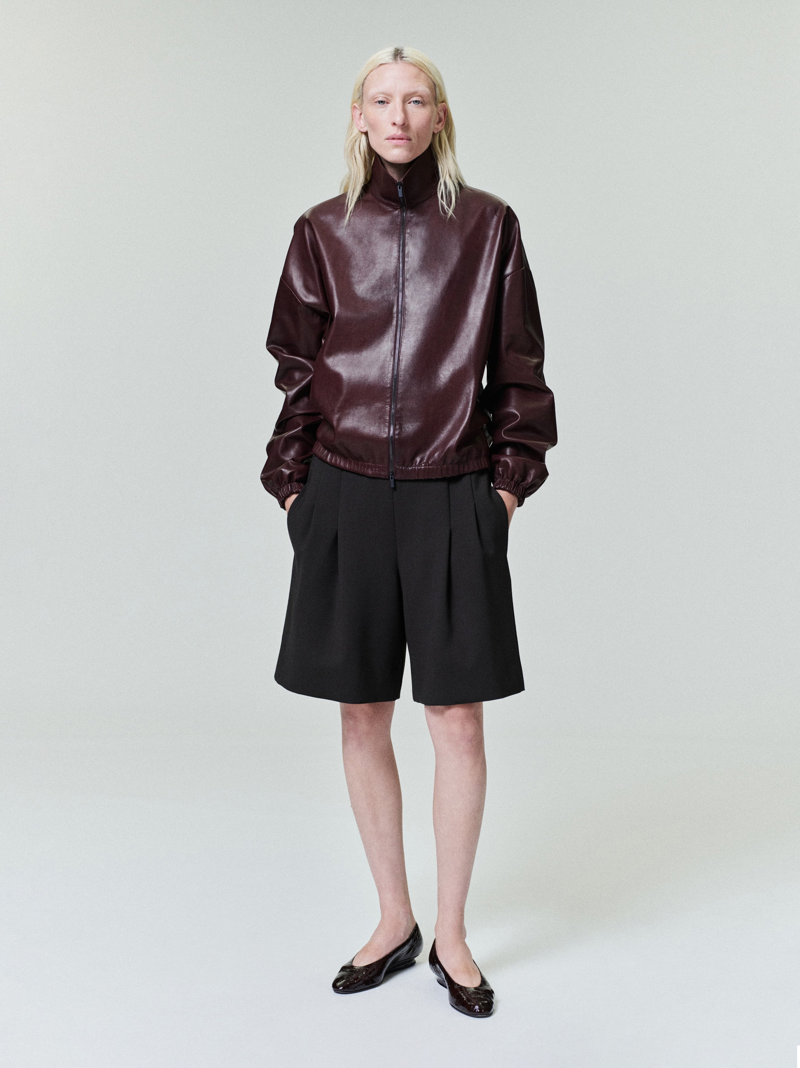 Womens Leather Track Jacket