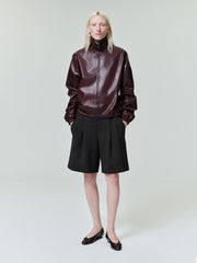 Womens Leather Track Jacket