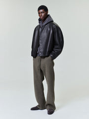Leather Raglan Bomber Jacket