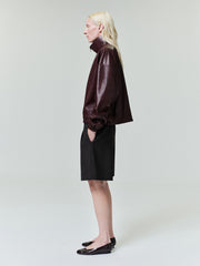 Womens Leather Track Jacket