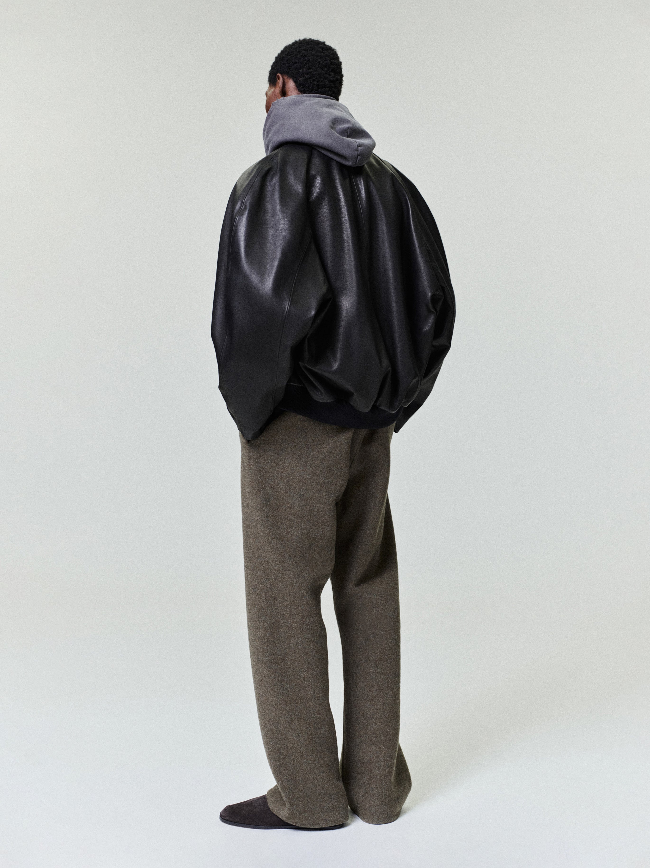 Leather Raglan Bomber Jacket