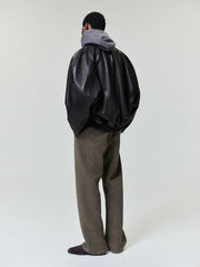 Leather Raglan Bomber Jacket