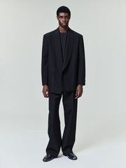 Double-Breasted Wool Poplin Shawl Collar Jacket