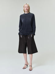 Womens Leather Drawstring Shorts