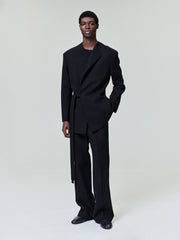 Double Weave Wool Crewneck Jacket