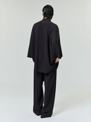 Cotton Wool Oxford Mandarin Relaxed Short Sleeve Shirt