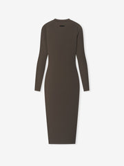 Womens Rib Knit Fitted Long Sleeve Dress