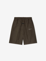 Suede Fleece Signature Relaxed Sweatshort W/ Piping