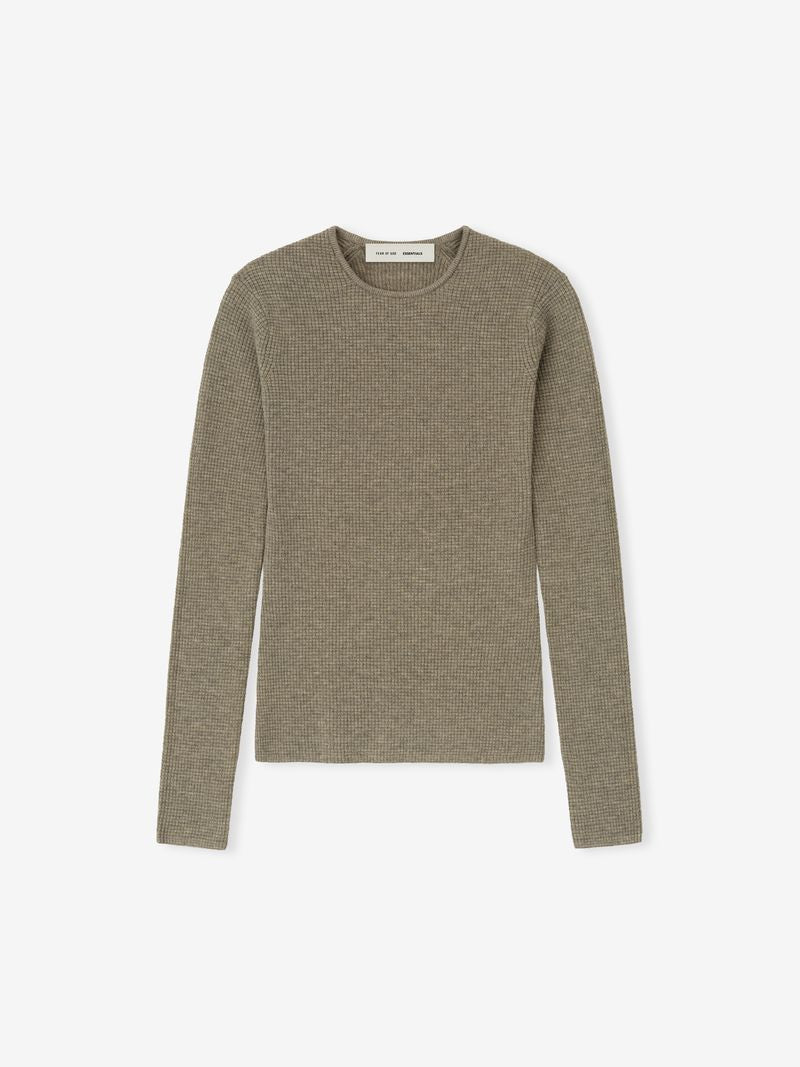 Womens Waffle Knit Long Sleeve Top