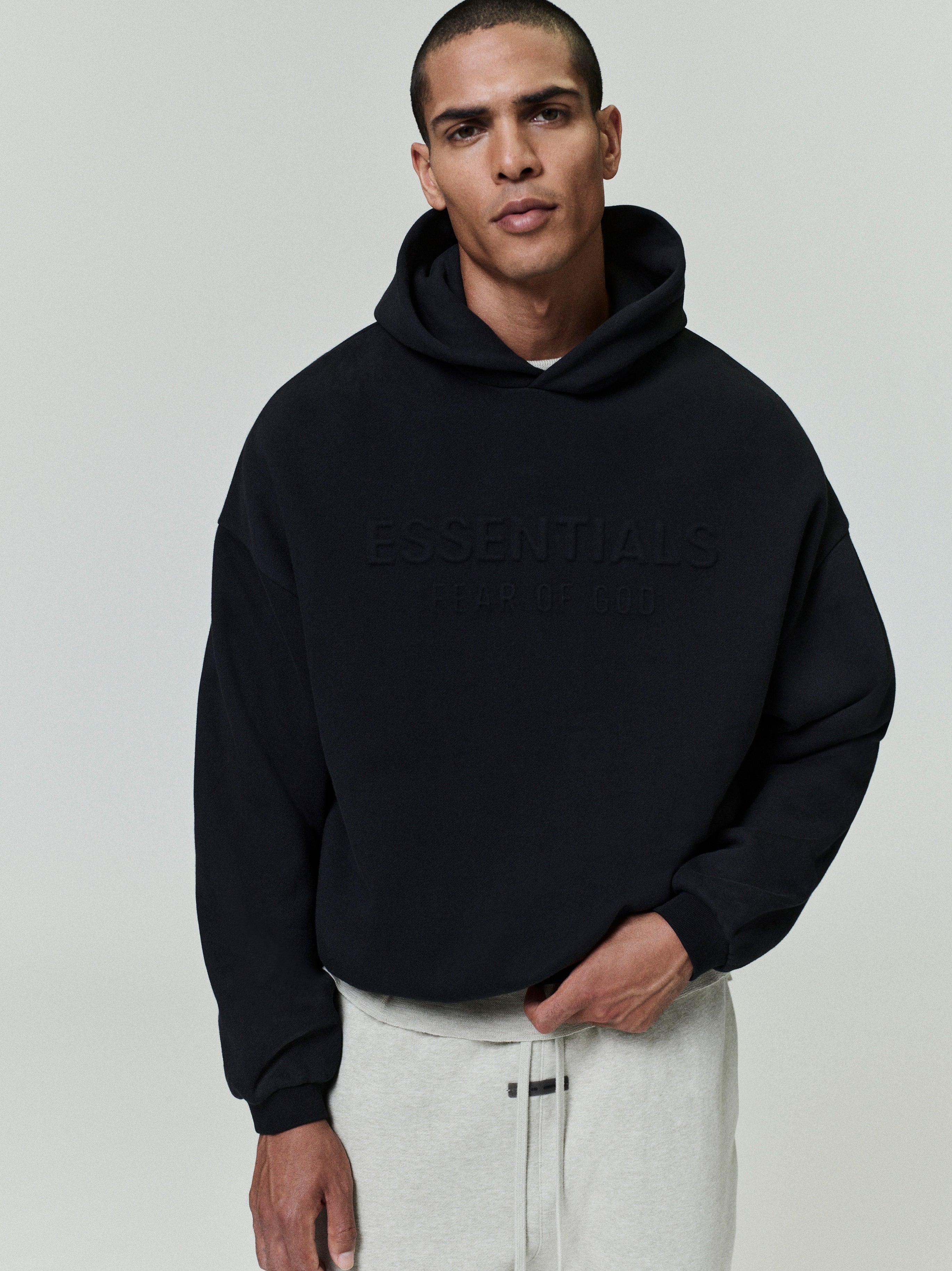Embossed 90s Fit Fleece Hoodie