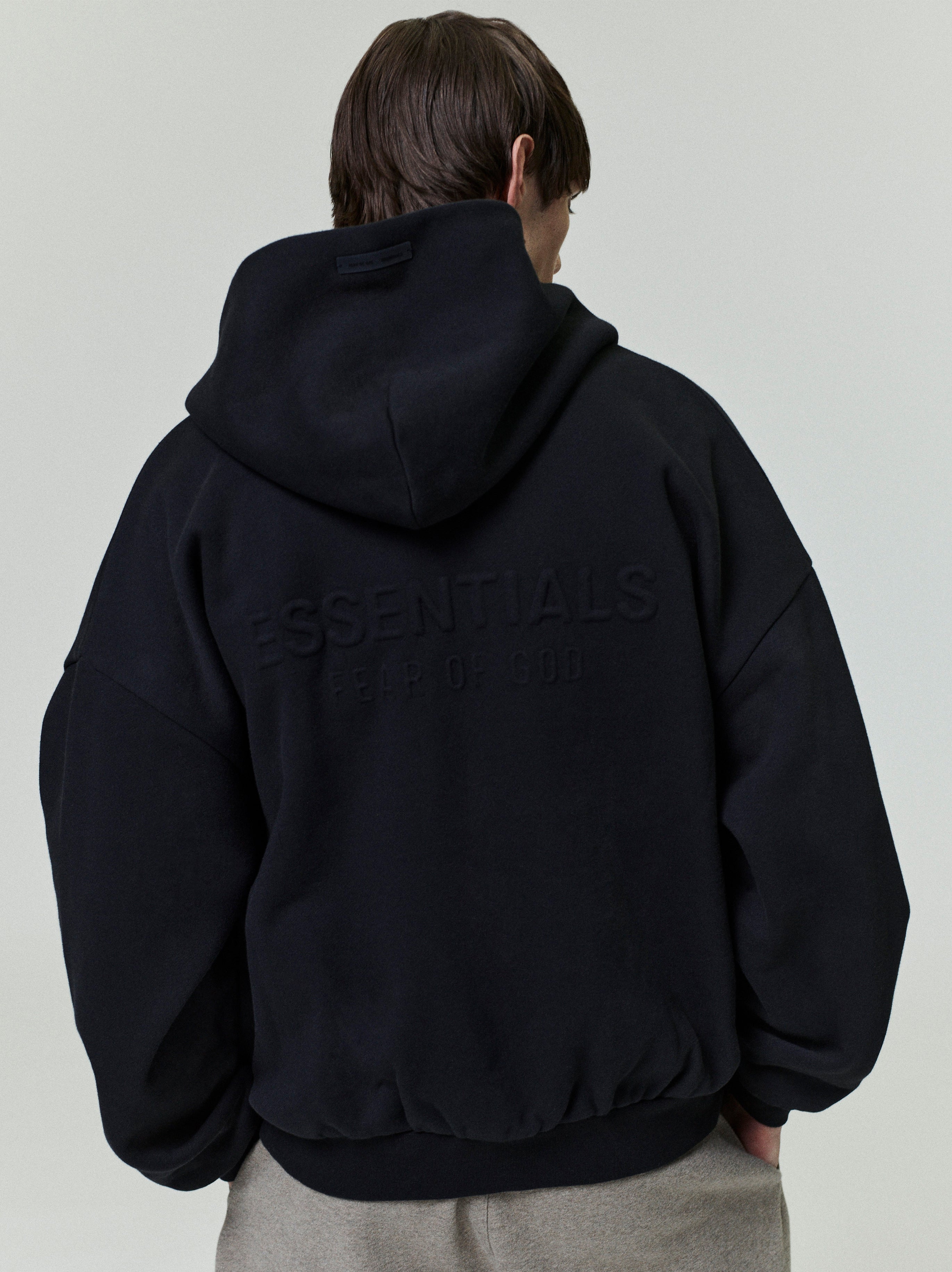 Embossed 90s Fit Fleece Zip-Up Hoodie