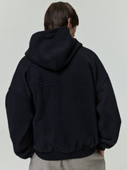 Embossed 90s Fit Fleece Zip-Up Hoodie