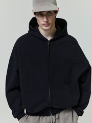 Embossed 90s Fit Fleece Zip-Up Hoodie
