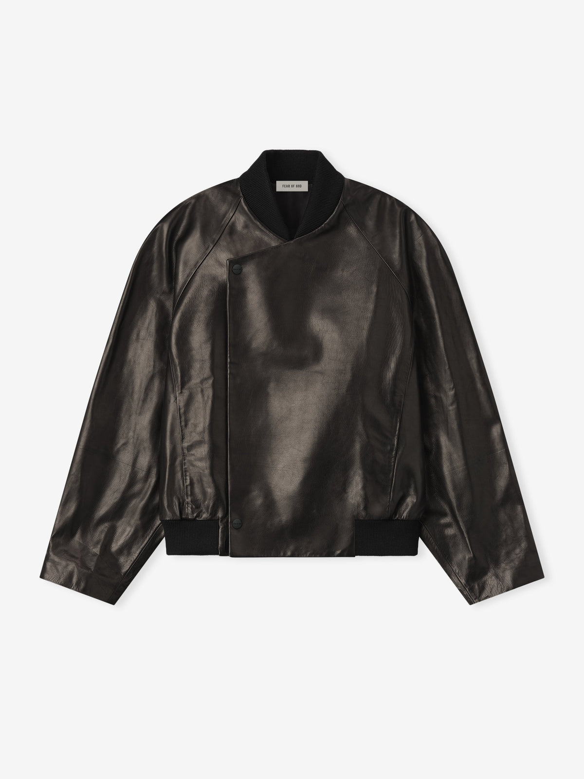 Leather Raglan Bomber Jacket