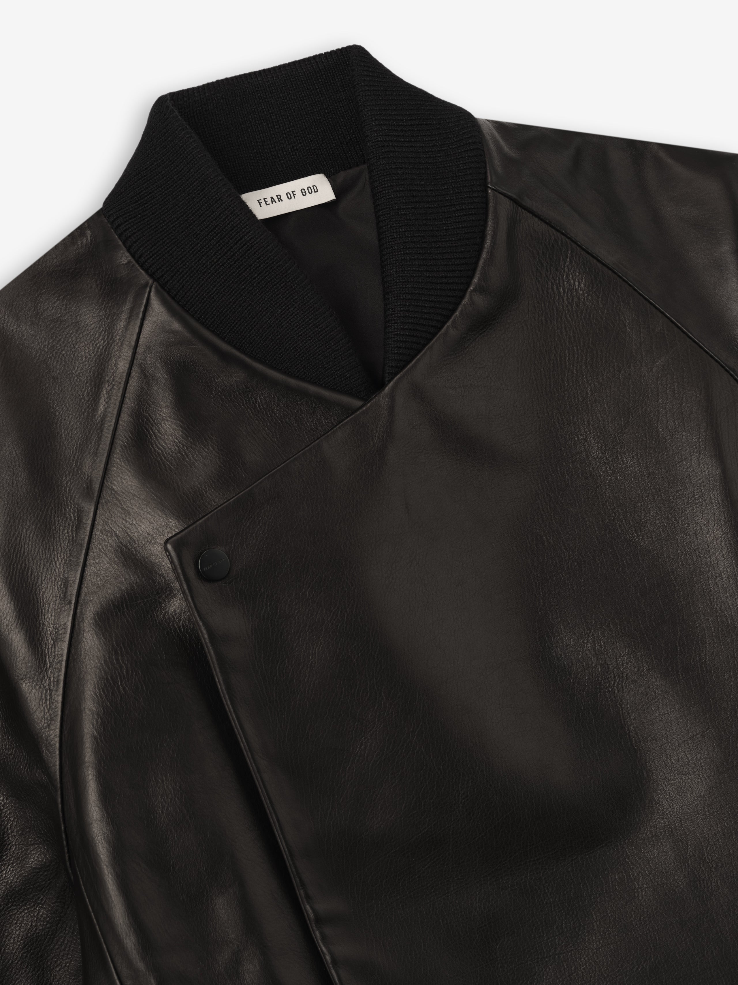 Leather Raglan Bomber Jacket