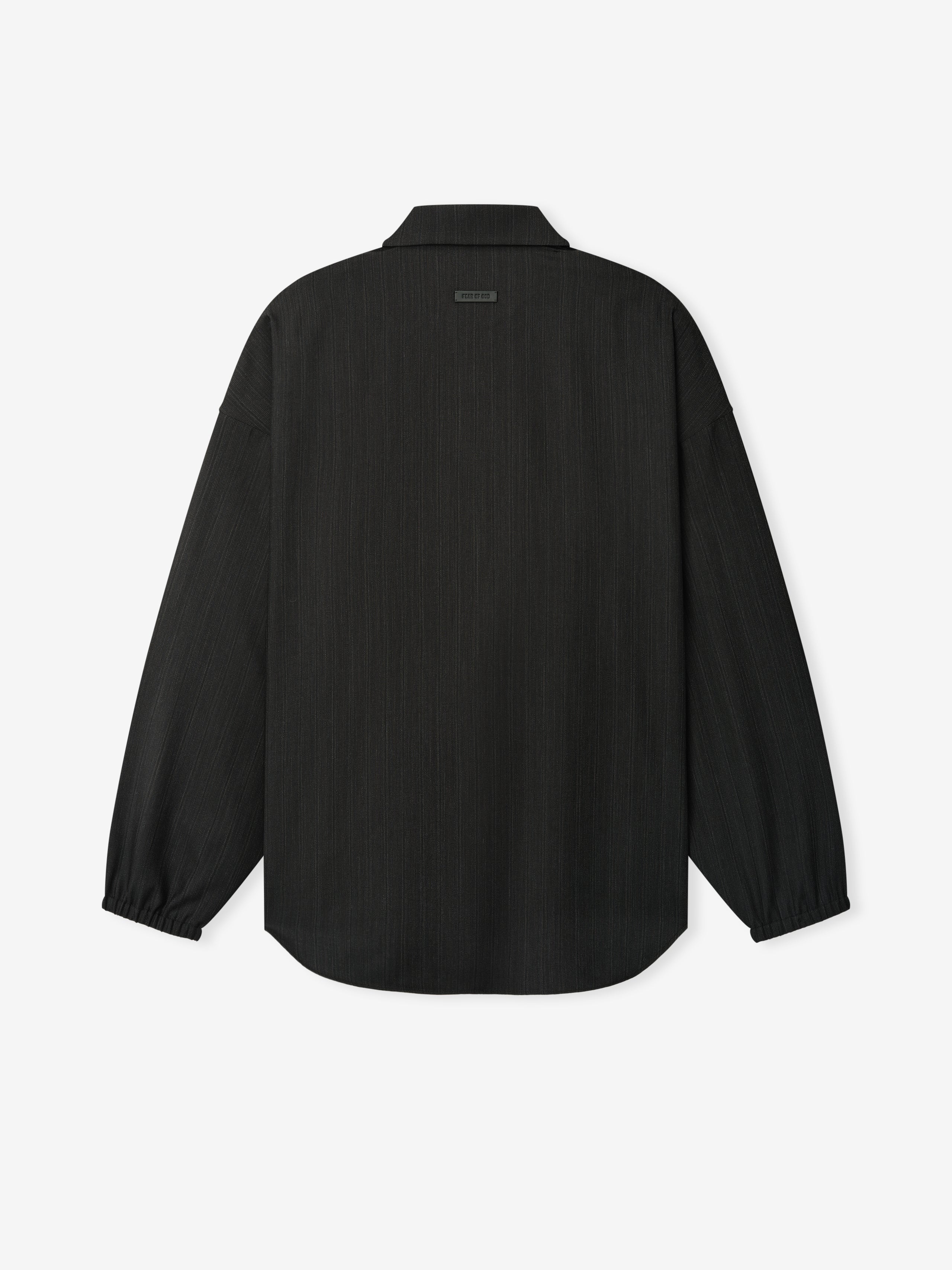 Black Striped Wool Elastic Cuff Shirt