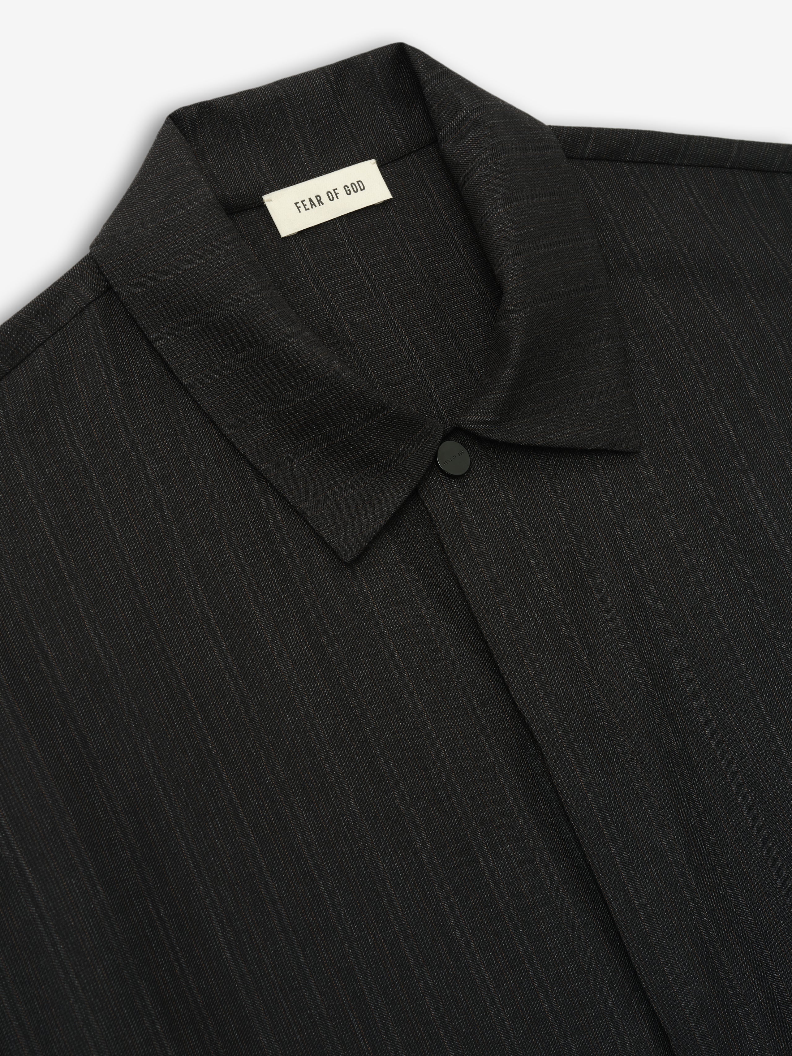 Black Striped Wool Elastic Cuff Shirt