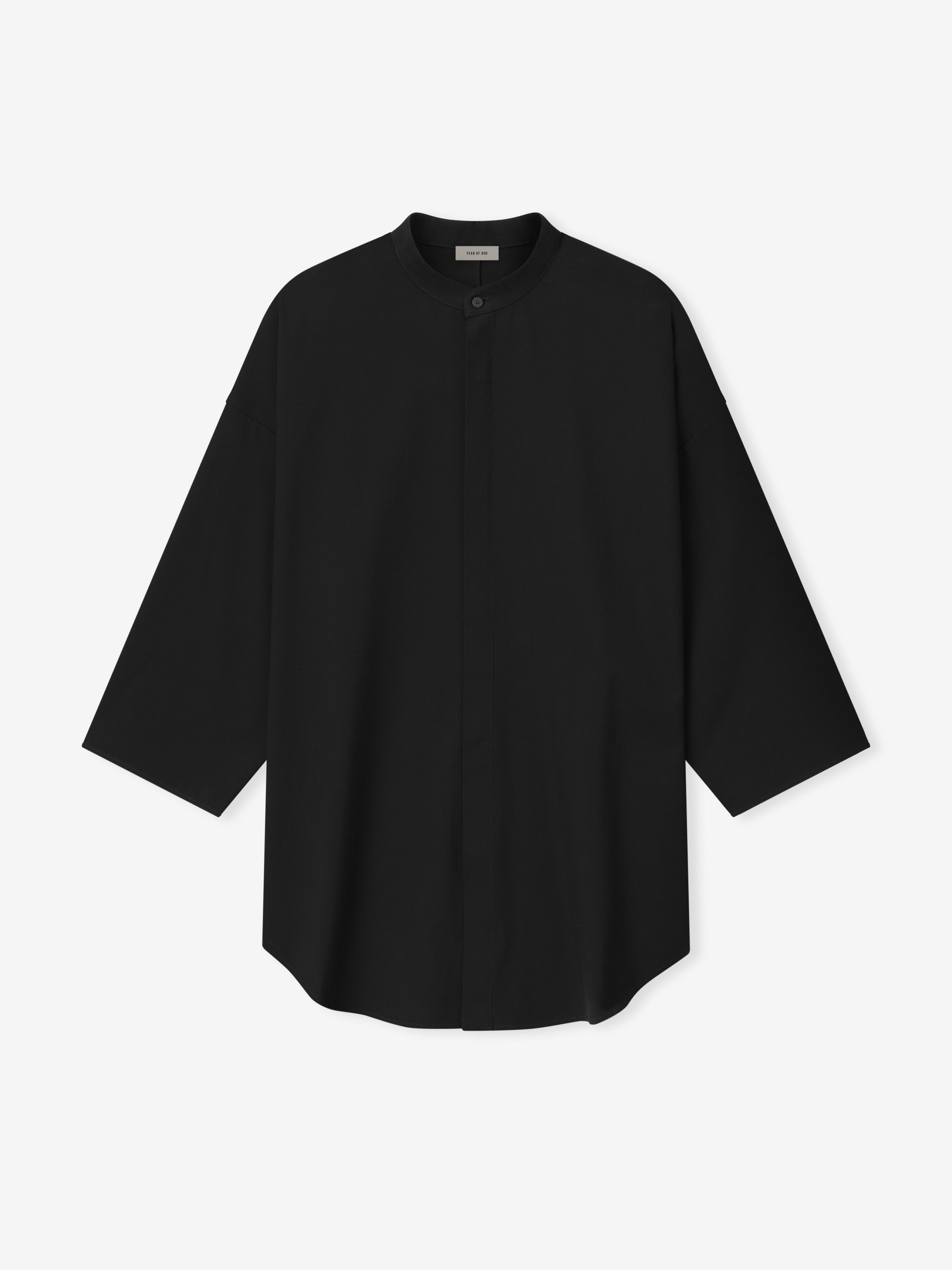 Cotton Wool Oxford Mandarin Relaxed Short Sleeve Shirt