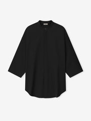 Cotton Wool Oxford Mandarin Relaxed Short Sleeve Shirt