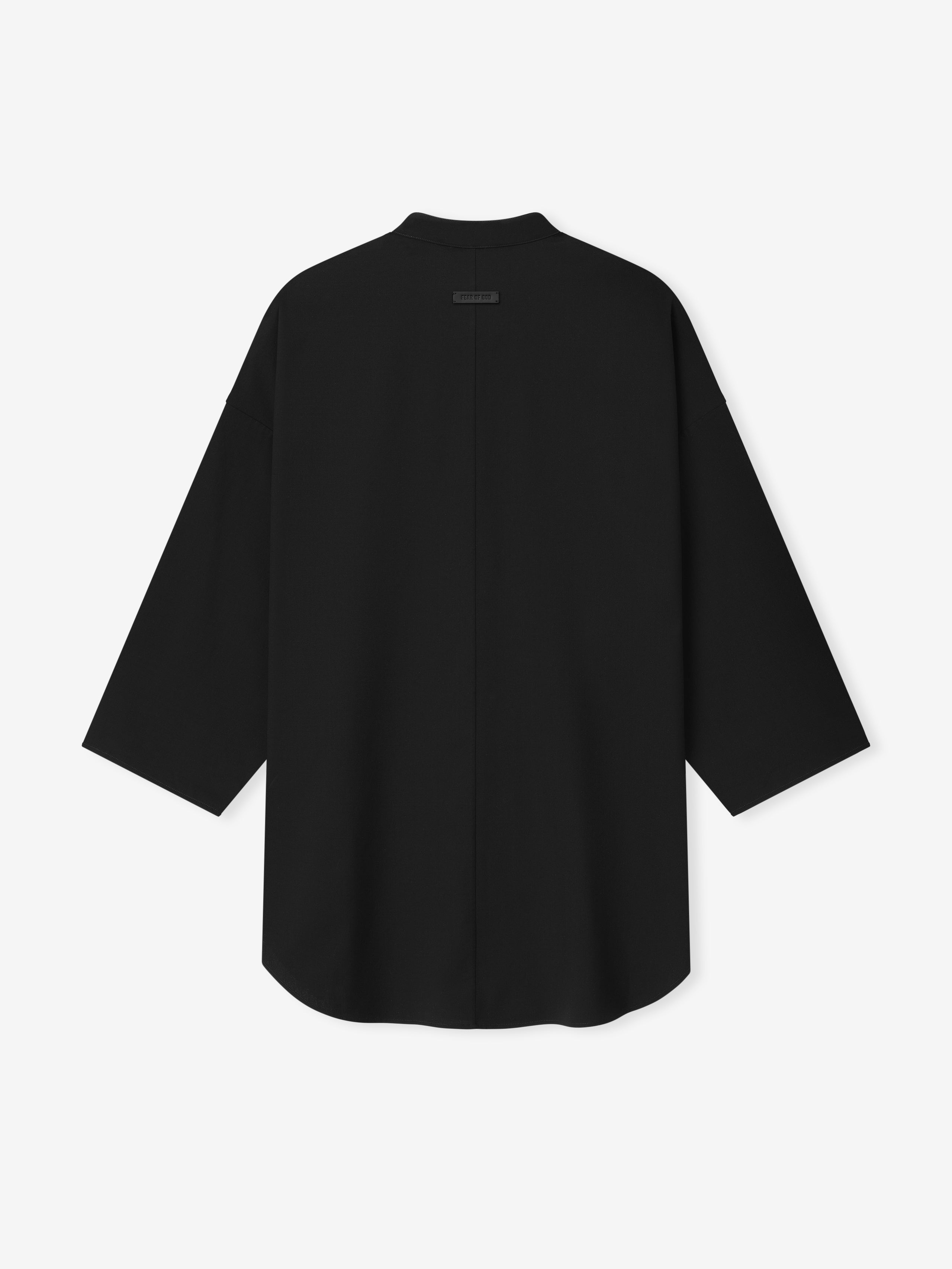 Cotton Wool Oxford Mandarin Relaxed Short Sleeve Shirt