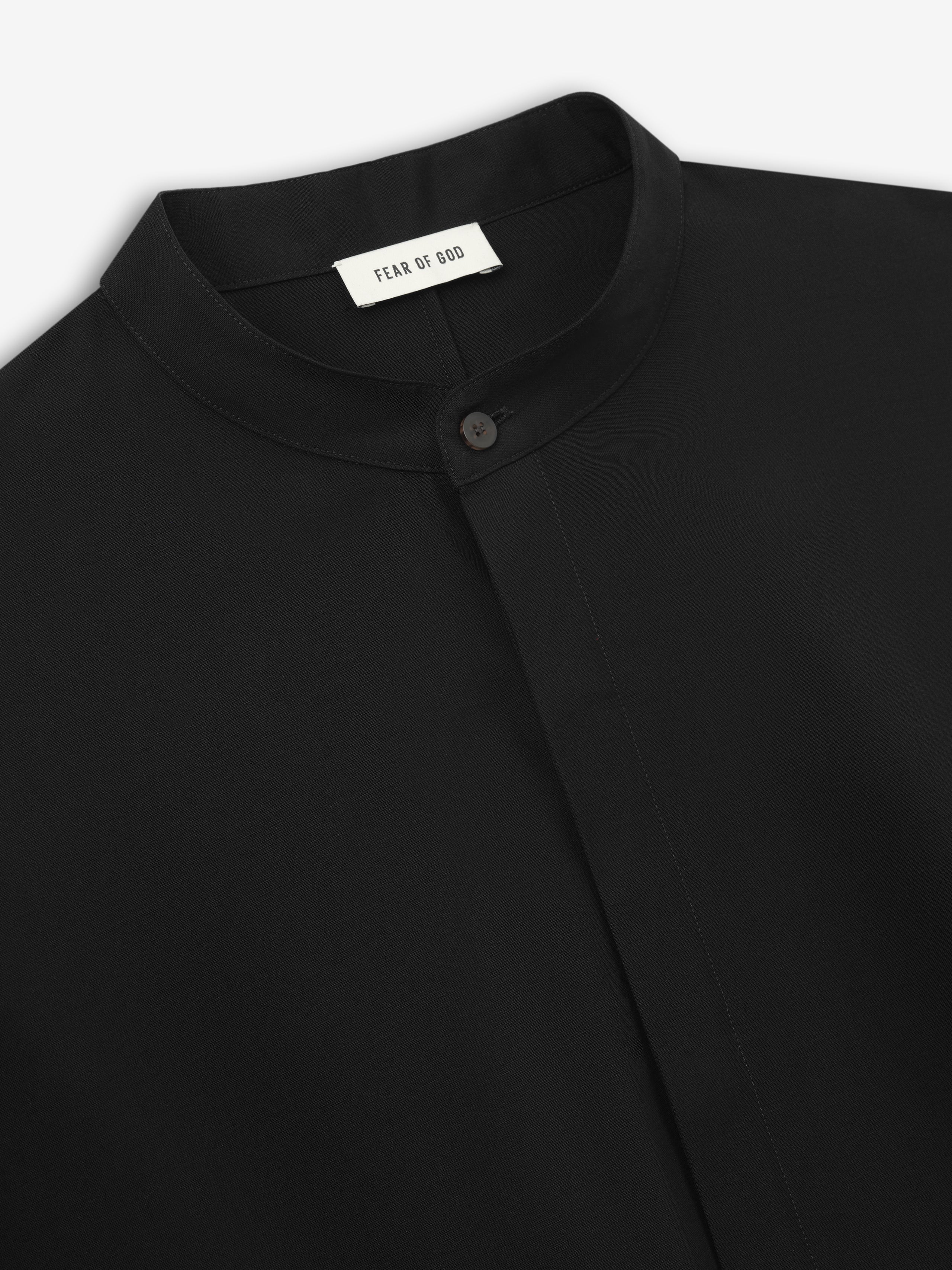 Cotton Wool Oxford Mandarin Relaxed Short Sleeve Shirt