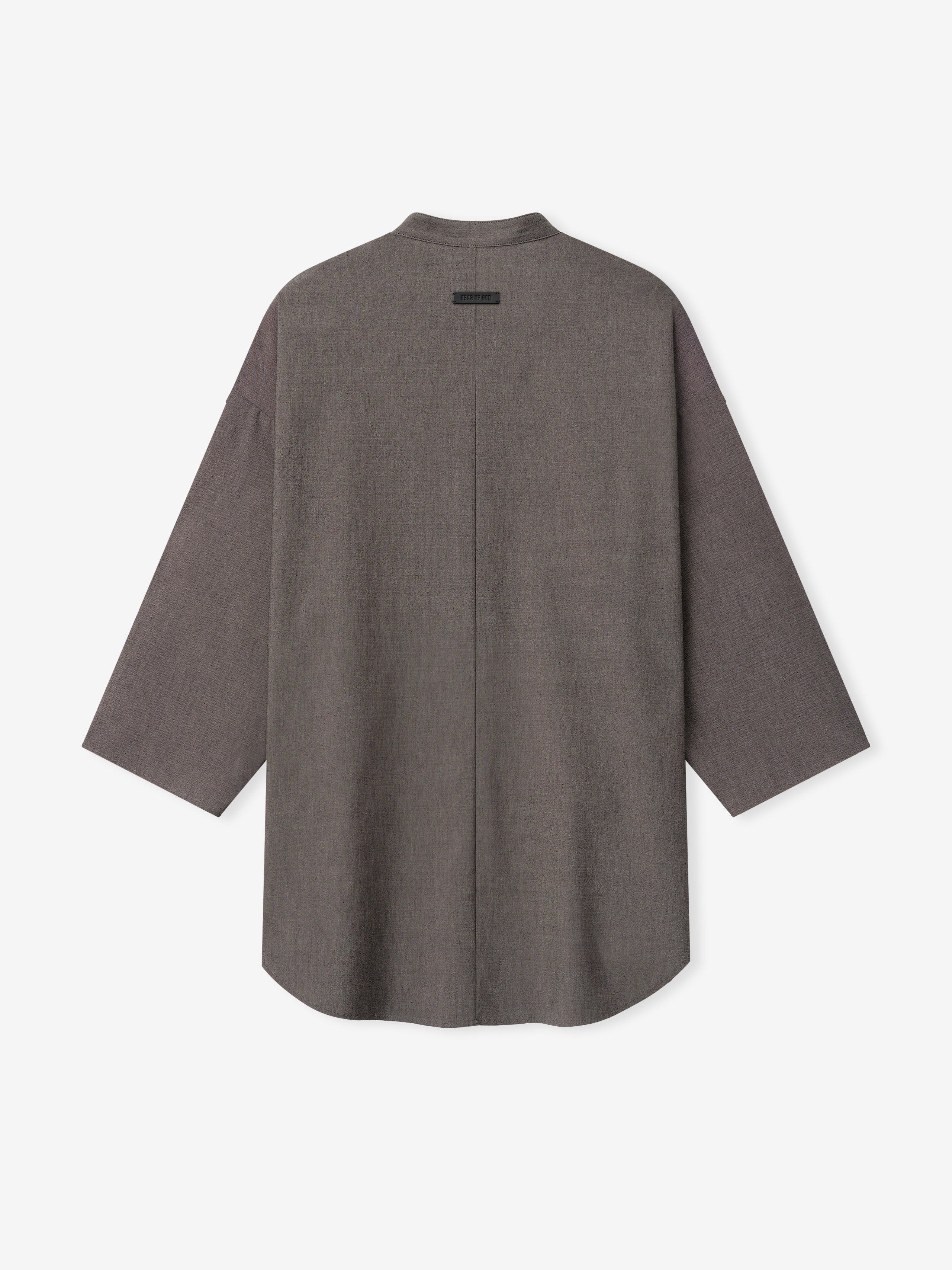 Cotton Wool Oxford Mandarin Relaxed Short Sleeve Shirt
