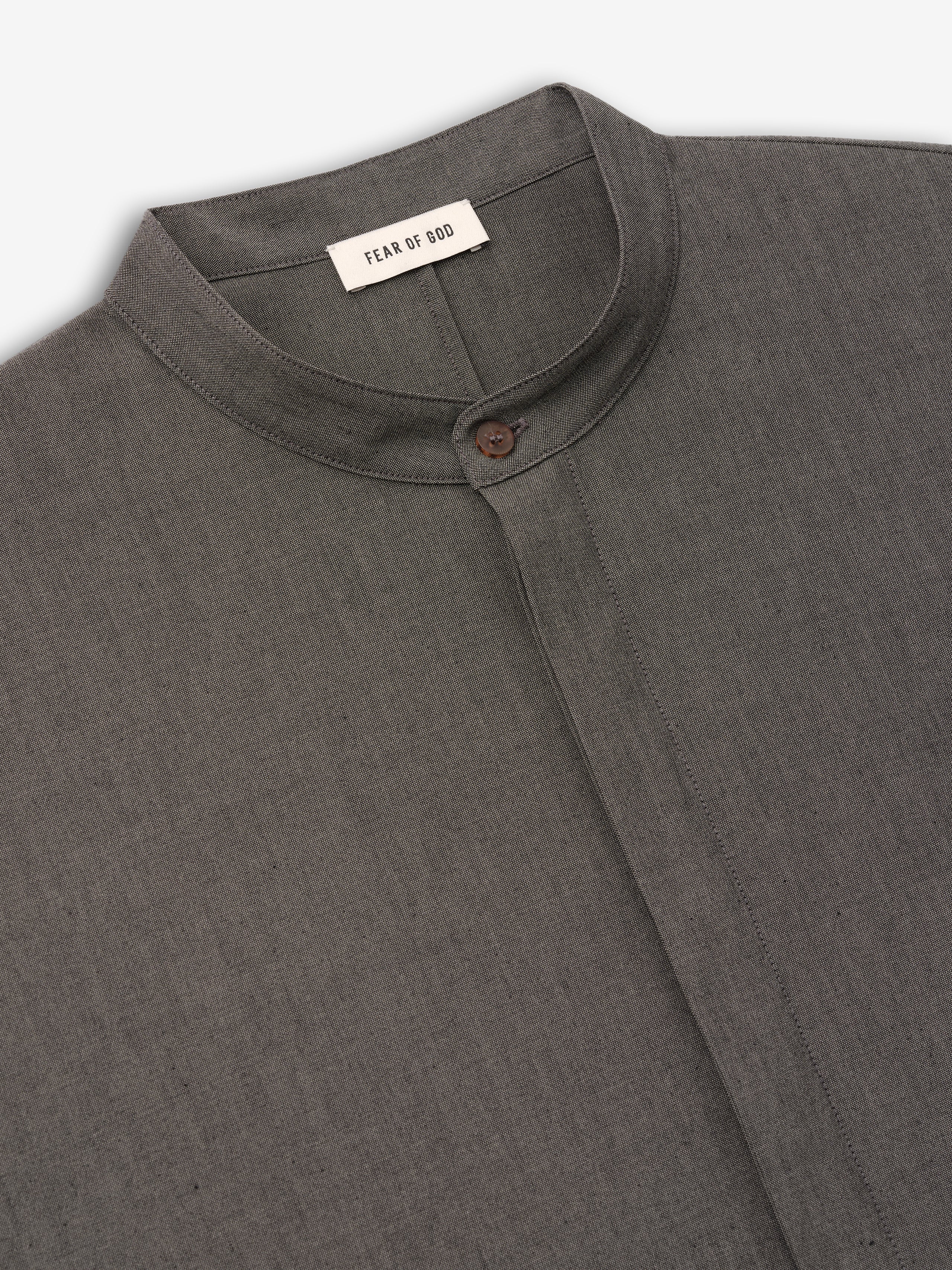 Cotton Wool Oxford Mandarin Relaxed Short Sleeve Shirt