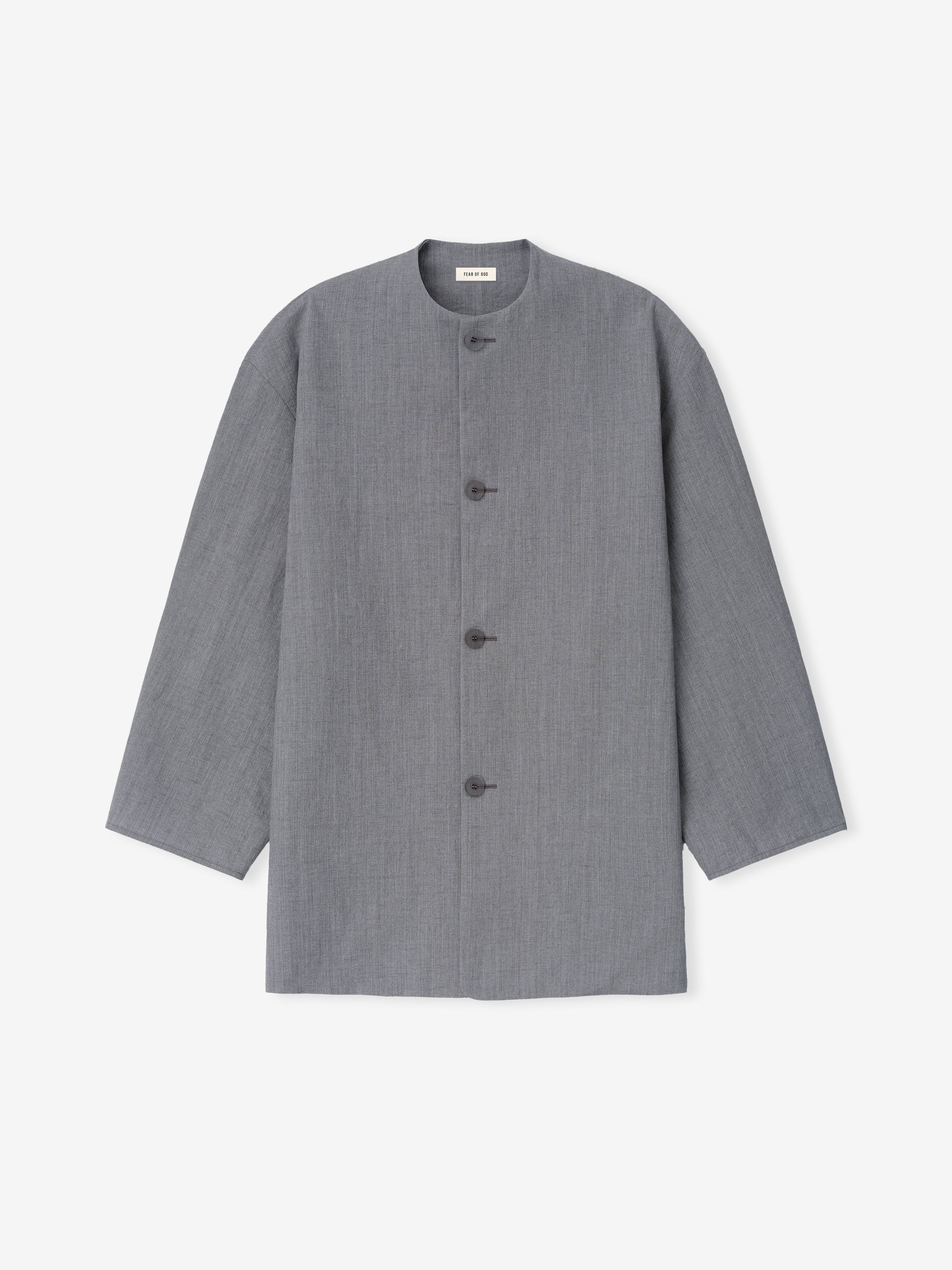 Wool Linen Collarless Sport Jacket