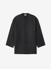 Grey Striped Wool Collarless Sport Jacket