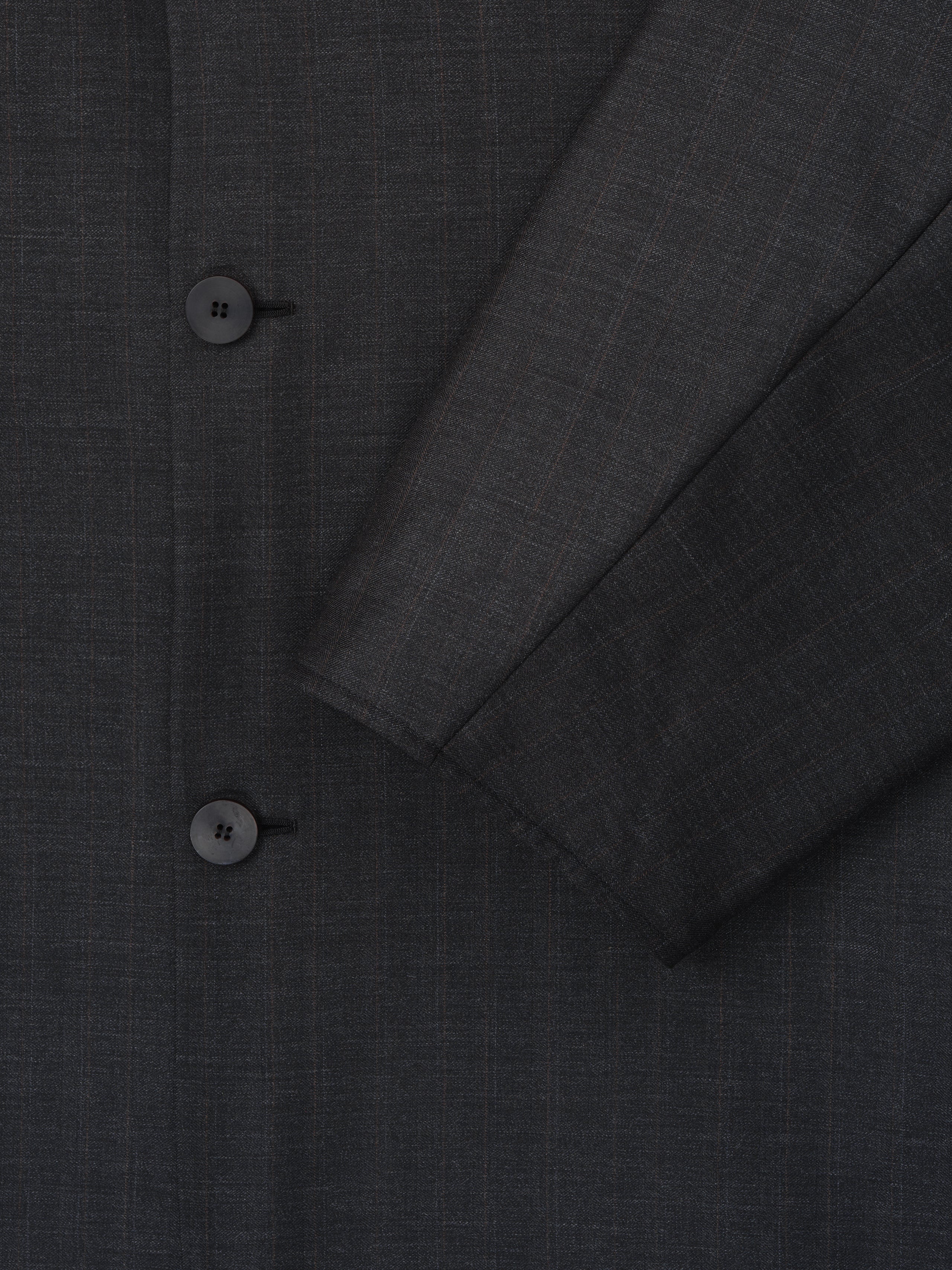 Grey Striped Wool Collarless Sport Jacket