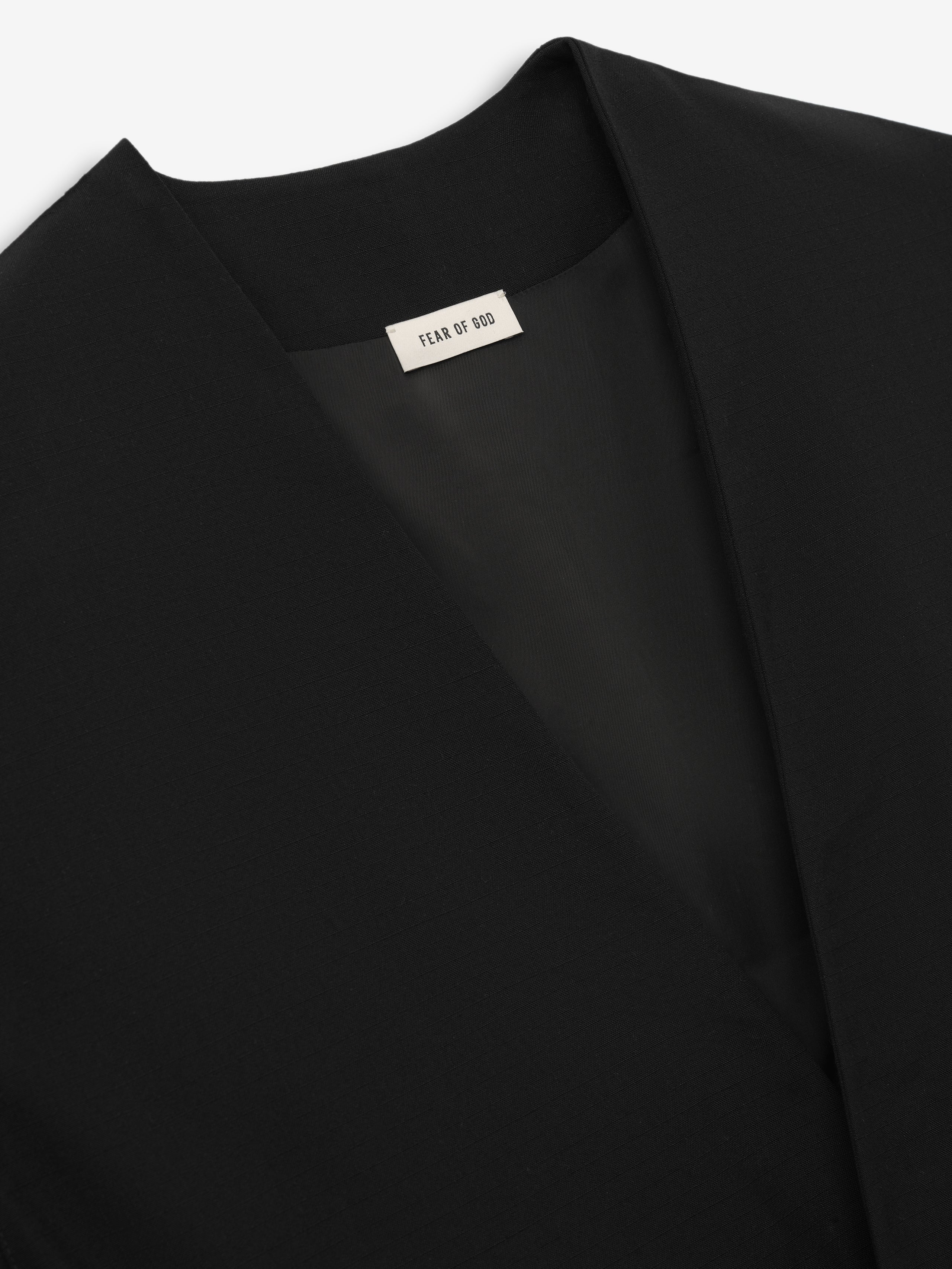 Relaxed Cropped Lapelless Jacket