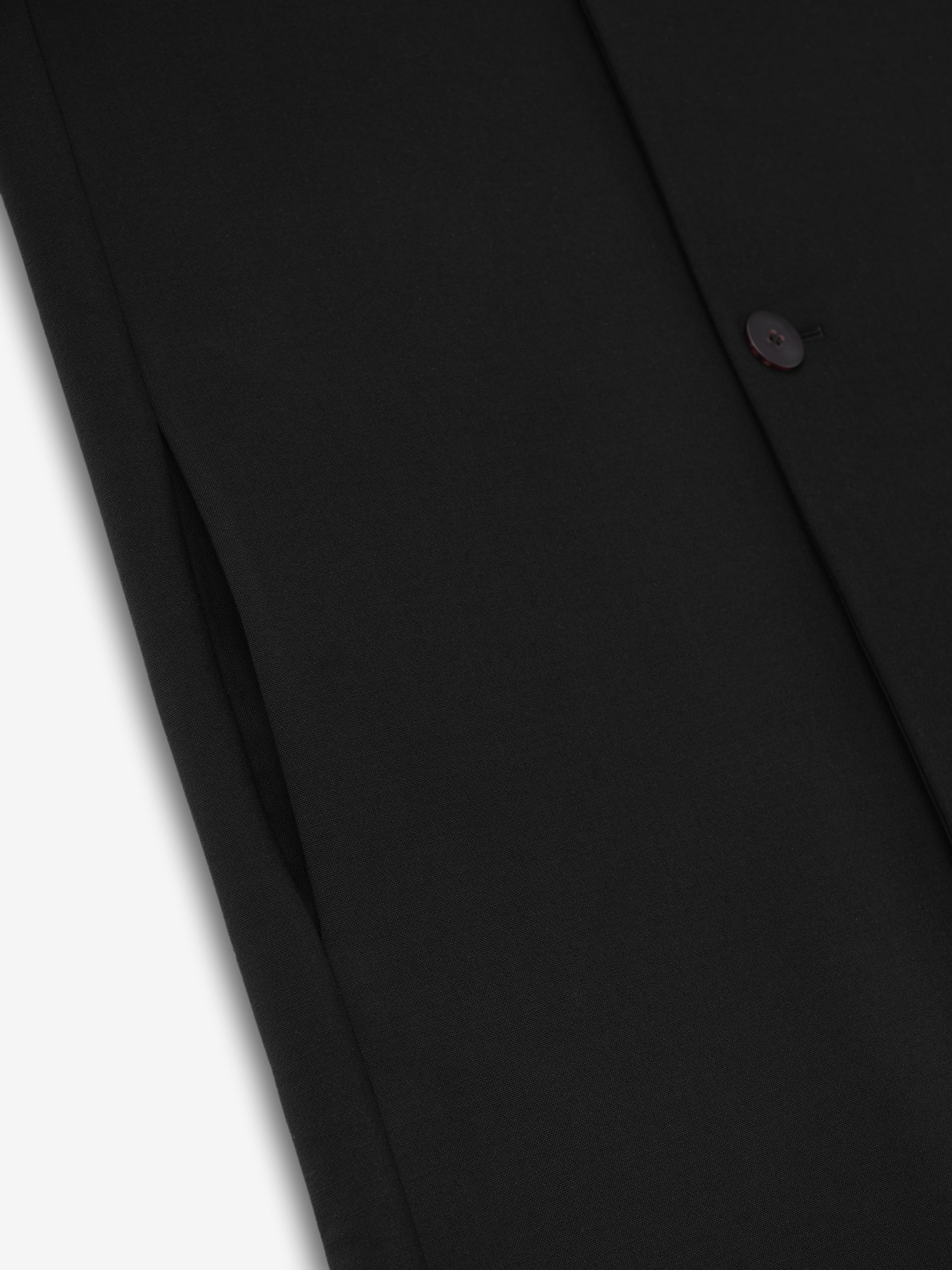 Double Weave Wool Double Breasted Lapelless Coat