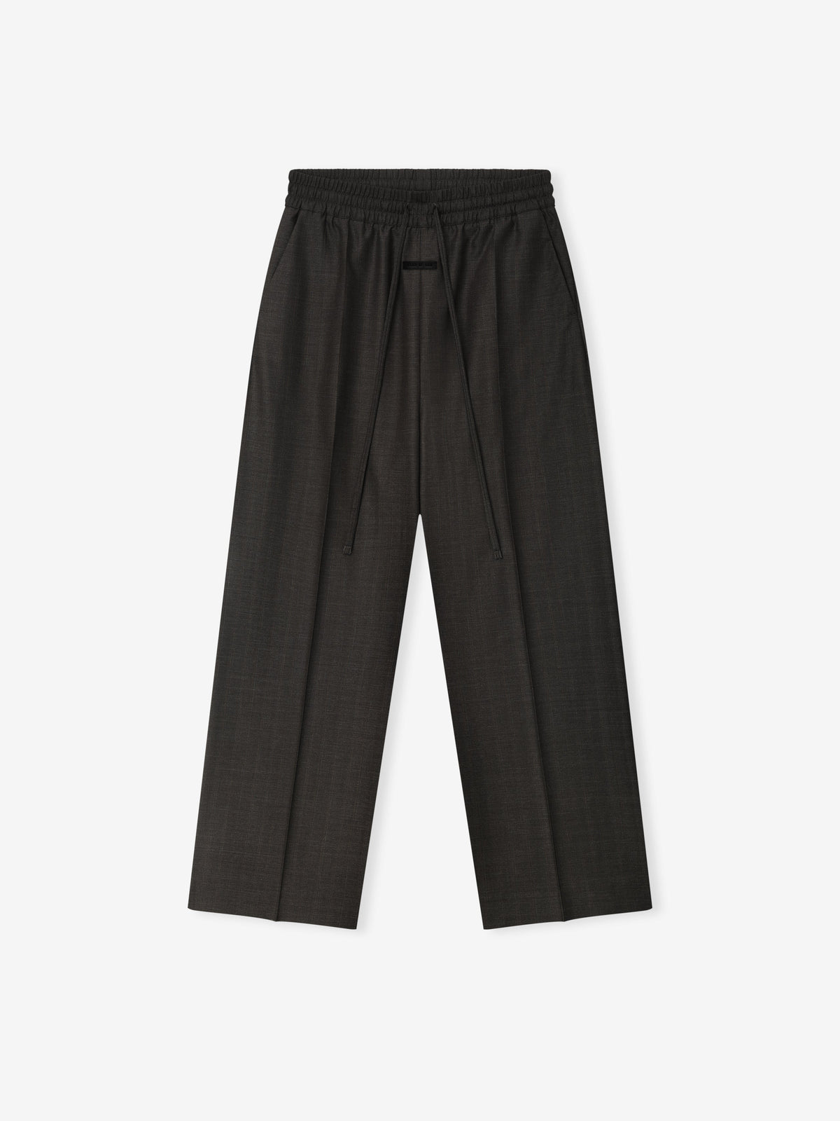 Grey Striped Wool Wide Leg Drawstring Pants