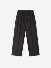 Grey Striped Wool Wide Leg Drawstring Pants