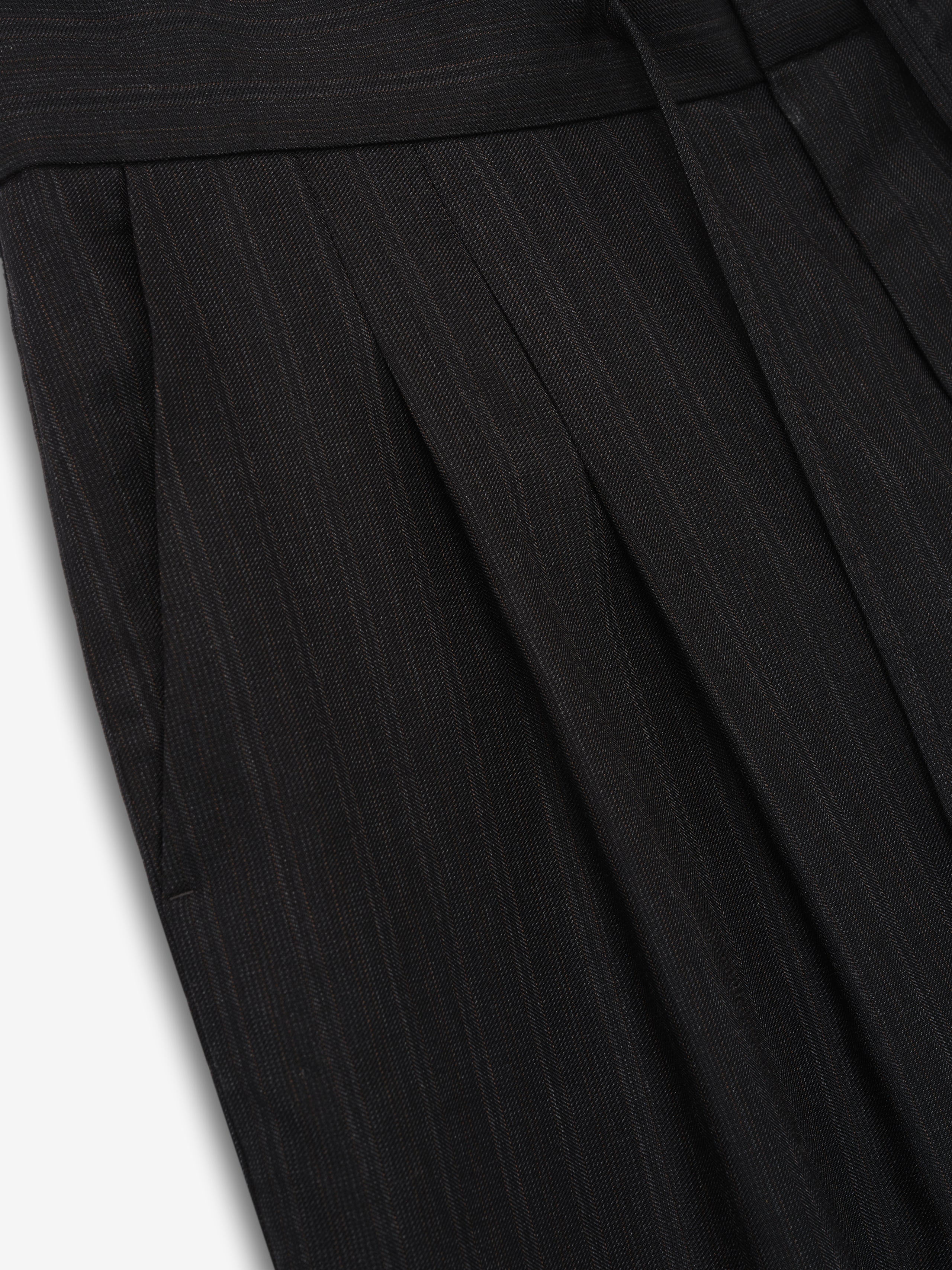 Black Striped Wool Baggy Shorts